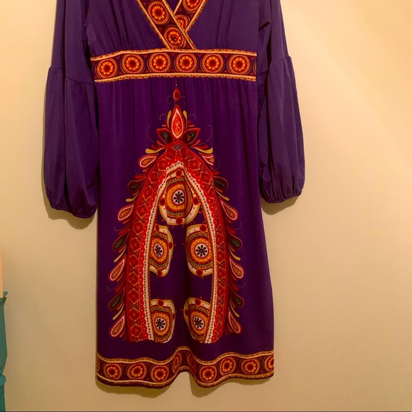 Purple Lycra pattern dress - Picture 3 of 3